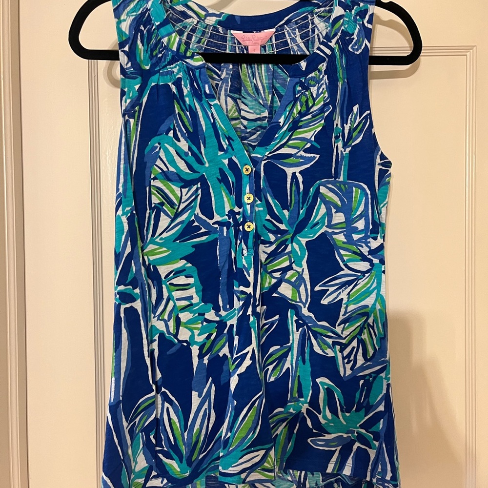 Lilly Pulitzer Blue Buttoned Relaxed Blouse